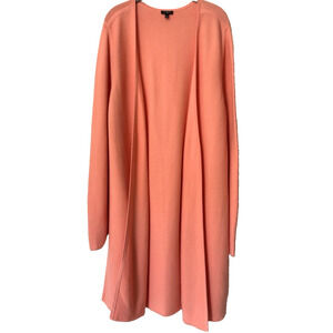 Talbots Plus Sz 2X Open Front Modern Ottoman Ribbed Cardigan Peach Coral